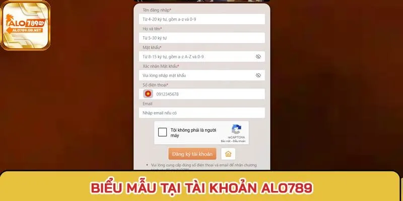 Biểu mẫu tạo tài khoản