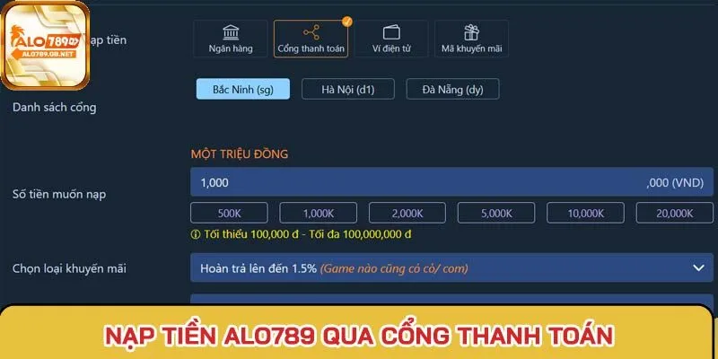Nạp tiền qua cổng thanh toán