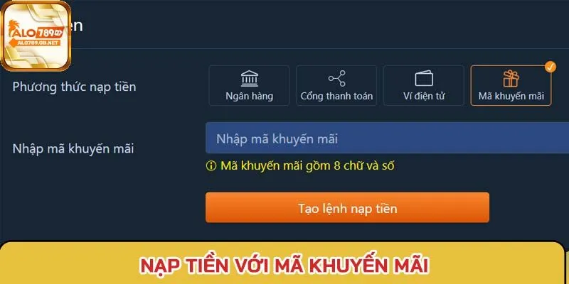 Hướng dẫn nạp mã khuyến mãi
